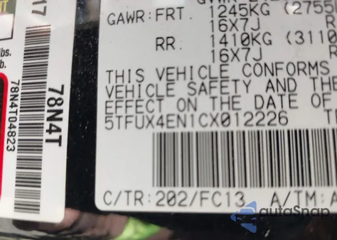 2012 Toyota Tacoma z USA, uszkodzony, nr VIN 5TFUX4EN1CX012226